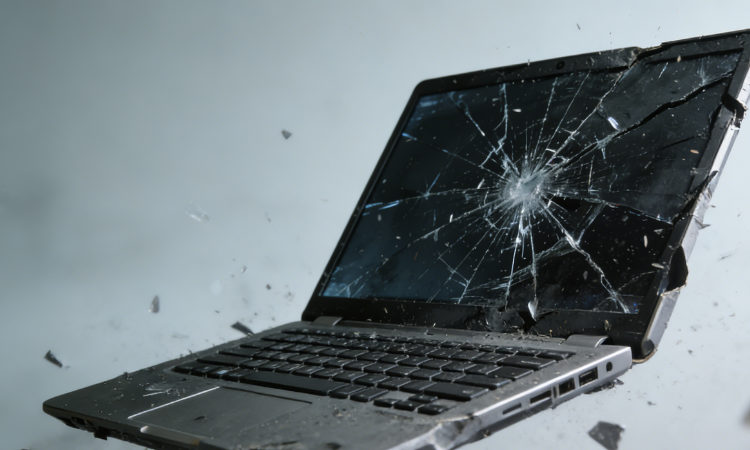 Laptop computer damaged by external force